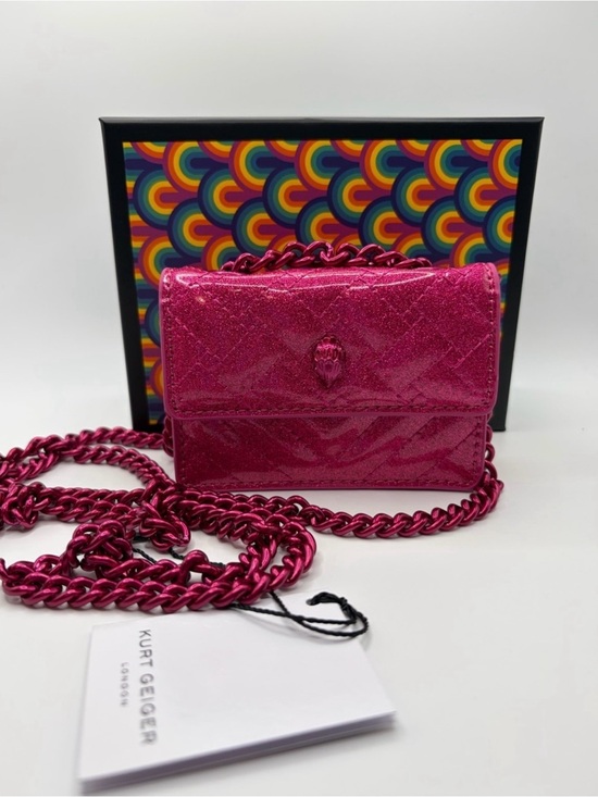 Kurt Geiger Handbags - Kurt Geiger NIB NWT micro mini Kensington Pink Metallic Mini Chain Shoulder Bag